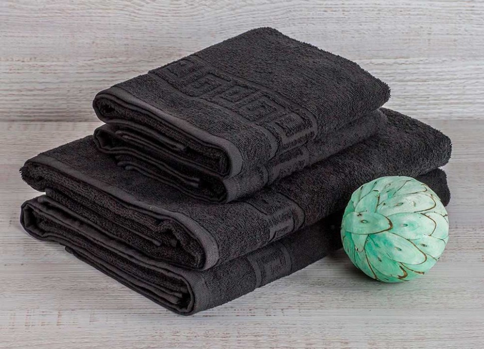 Махровое полотенце Ашхабад черного цвета фото 1 — Мартекс