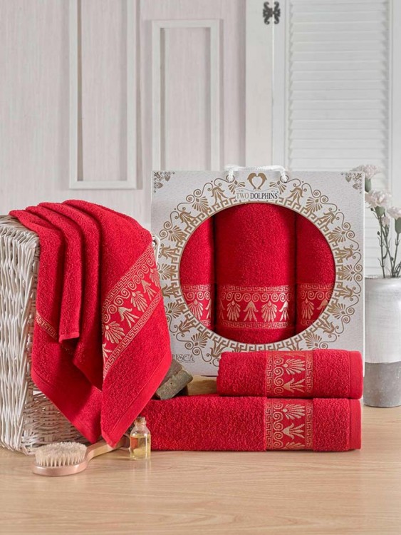 Набор полотенец махровых TWO DOLPHINS TALISCA (3 шт.) бордовый — Мартекс
