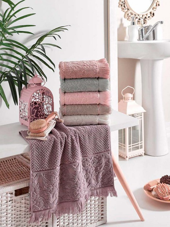 Полотенце PHILIPPUS махровое жаккард с бахромой 70х140 (1/6 шт.) LUX COTTON (E837) WELOVIS — Мартекс