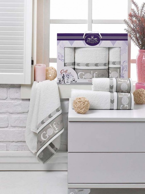 Набор полотенец махровых METEOR GOLF (3 шт.) кремовый — Мартекс