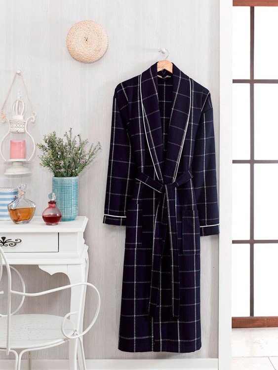 Халат мужской PHILIPPUS вафельный синий — Мартекс