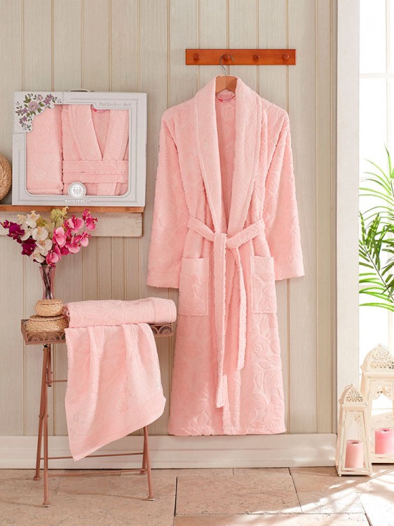 Набор халат PHILIPPUS шалька (3 предмета) ASIYA розовый 52 размер — Мартекс