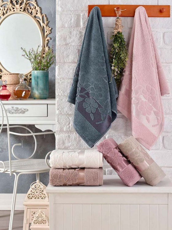 Полотенце TWO DOLPHINS  махровое жаккард 70х140 (1/6 шт.) (E835) AHSEN — Мартекс