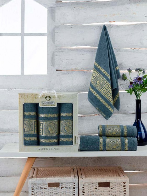 Набор полотенец махровых TWO DOLPHINS GREEK CLASS (3 шт.) темно-серый — Мартекс