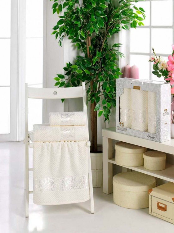 Набор полотенец махровых TWO DOLPHINS SEVAKIN (3 шт.) кремовый — Мартекс