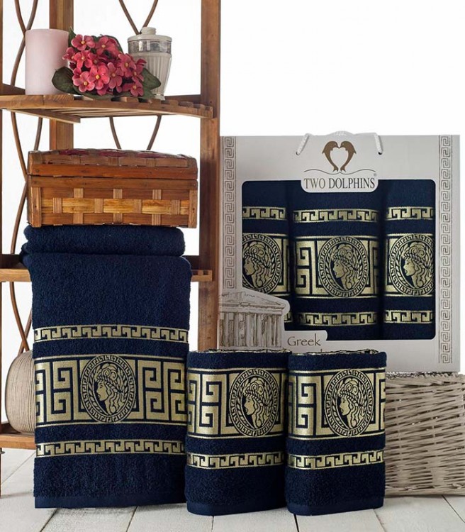 Набор полотенец махровых TWO DOLPHINS GREEK CLASS (3 шт.) синий — Мартекс