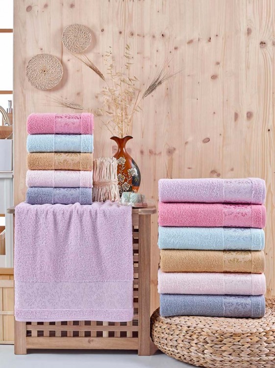 Полотенце DO&amp;CO махровое жаккард 70х140 (1/6 шт.) LOBATE — Мартекс