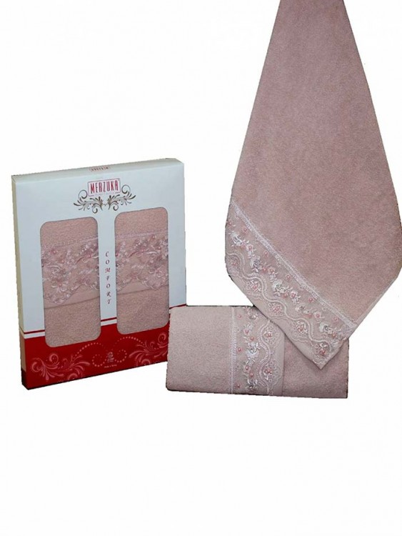 Набор махровых полотенец MERZUKA ELIT (2 шт.) темно-розовый — Мартекс