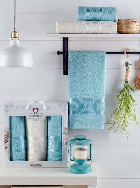 Набор полотенец махровых TWO DOLPHINS MELISSA (3 шт.) бирюзовый — Мартекс