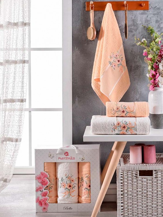Набор полотенец махровых MERZUKA BELLA персиковый (3 шт.) — Мартекс