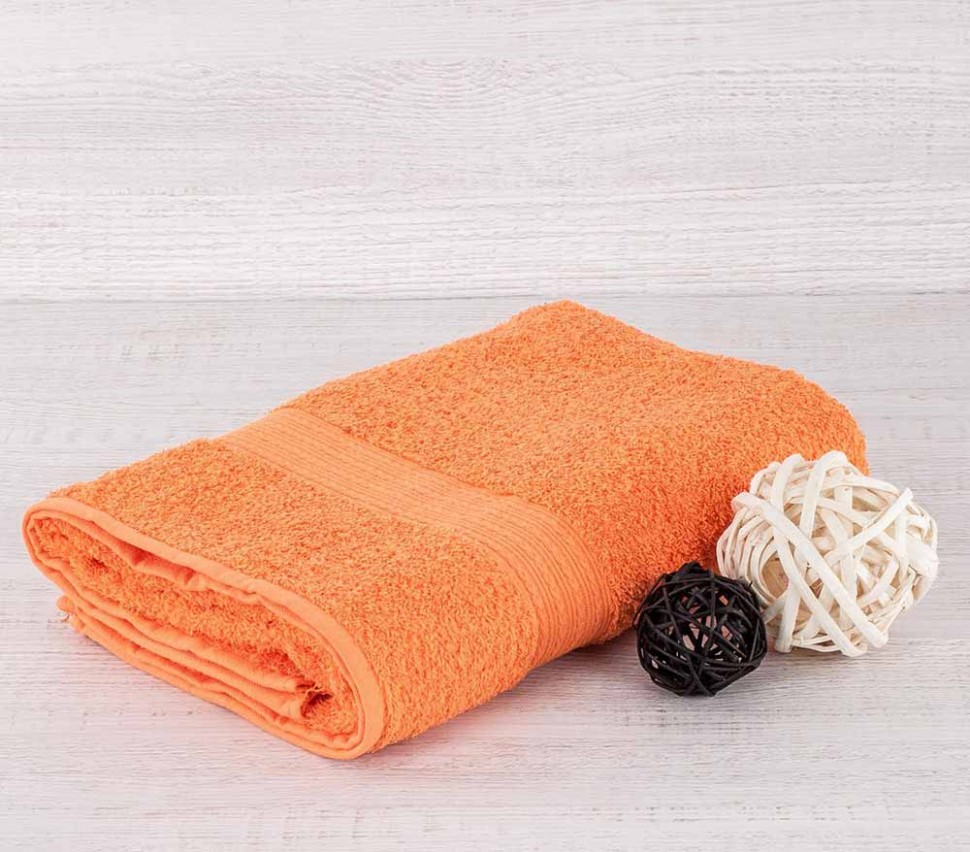 Махровое полотенце Байрамали оранжевого цвета 420 г/м2 фото 1 — Мартекс
