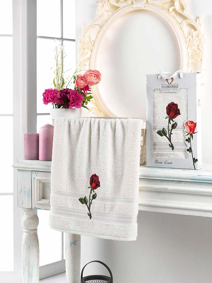   Махровое полотенце TWO DOLPHINS ROSE LOVE 50х90 (1 шт.) кремовый фото 1 — Мартекс