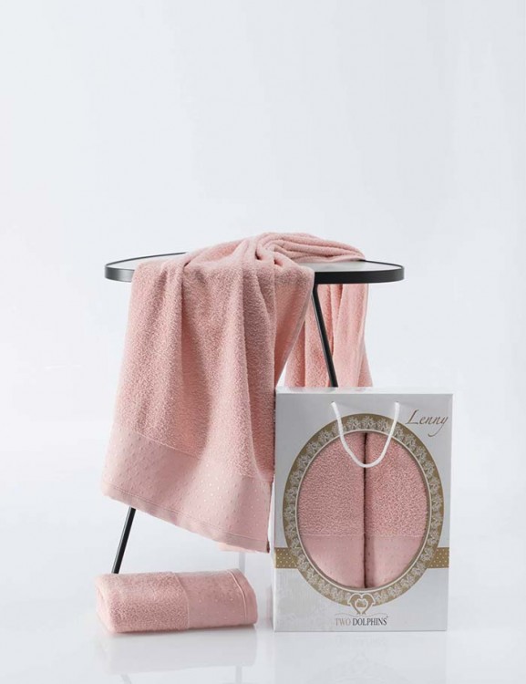 Набор полотенец махровых TWO DOLPHINS LENNY (2 шт.) пудра — Мартекс