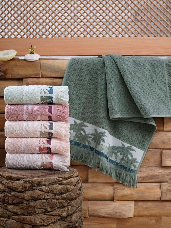 Полотенце DO&amp;CO махровое жаккард с бахромой 50*90 (1/6 шт.) PALMIYE — Мартекс