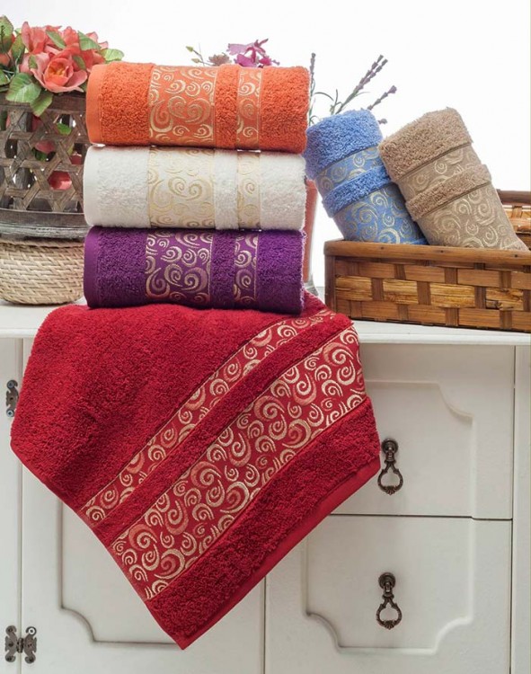 Полотенце TWO DOLPHINS  махровое жаккард 70х140 (1/6 шт.) (E664) FIRA — Мартекс