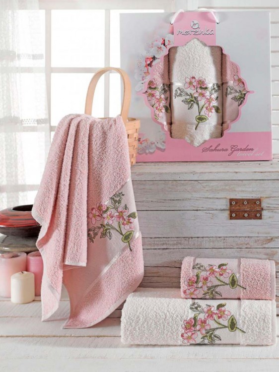 Набор махровых полотенец MERZUKA SAKURA GARDEN (3 шт.) розовый — Мартекс
