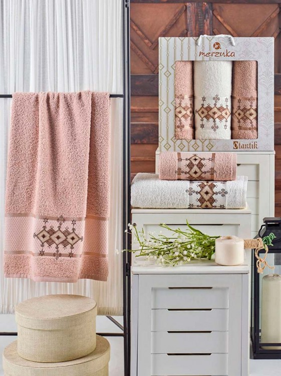 Набор полотенец махровых MERZUKA OTANTIC (3 шт.) песочный — Мартекс