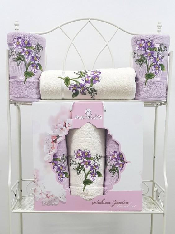 Набор махровых полотенец MERZUKA SAKURA GARDEN (3 шт.) сиреневый — Мартекс