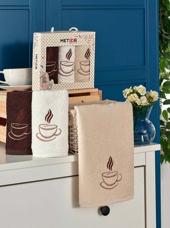 Салфетки махровые METEOR VENUS KAHVE 30*50 (3 шт.) — Мартекс