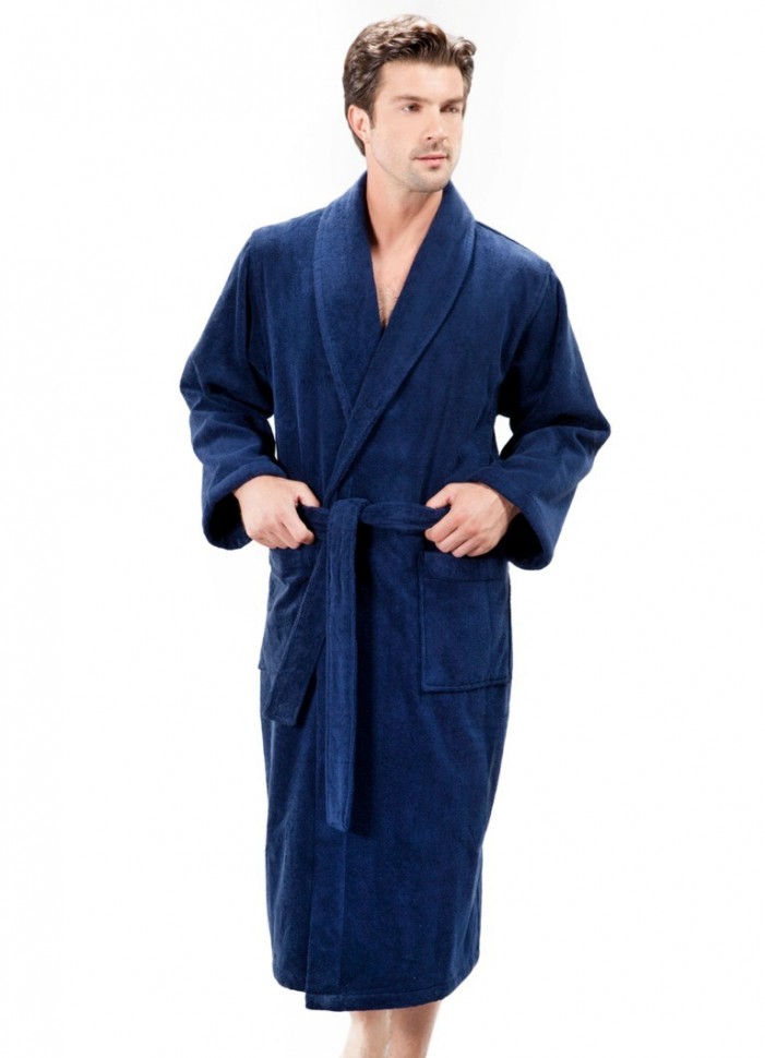 Махровый халат ярко-синего цвета фото 1 — Мартекс