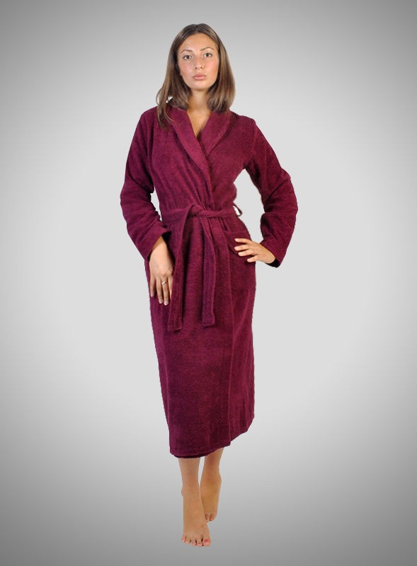 Махровый халат бордового цвета фото 1 — Мартекс